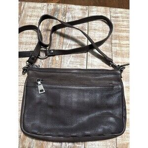 Rehard Italy Leather Crossbody Small Dark Brown Perforated Leather